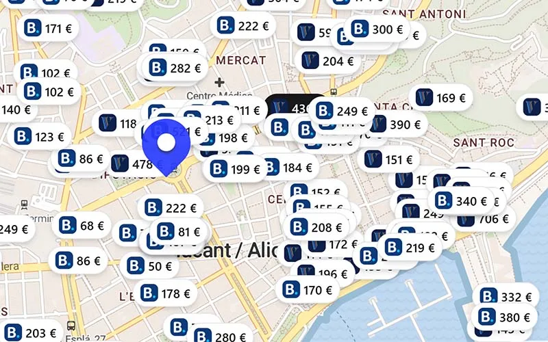 Hoteles chollo en el mapa