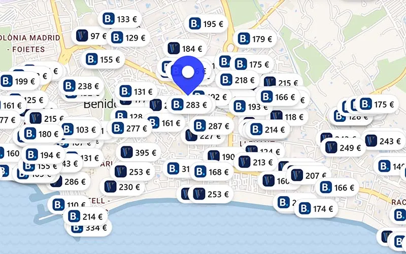 Hoteles chollo en el mapa