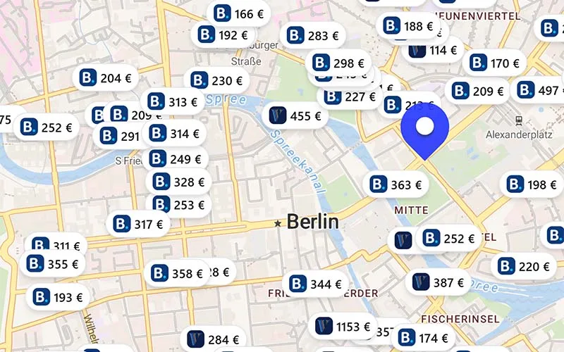 Hoteles chollo en el mapa