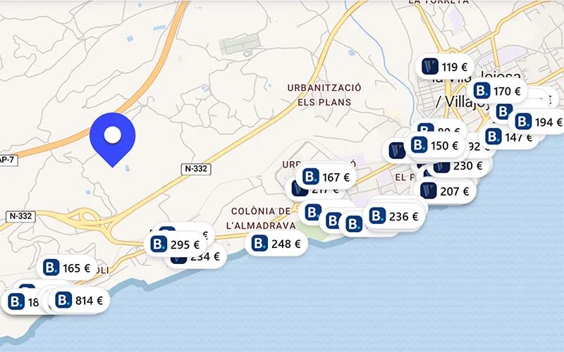 Hoteles chollo en el mapa