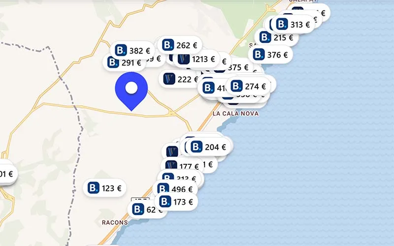 Hoteles chollo en el mapa