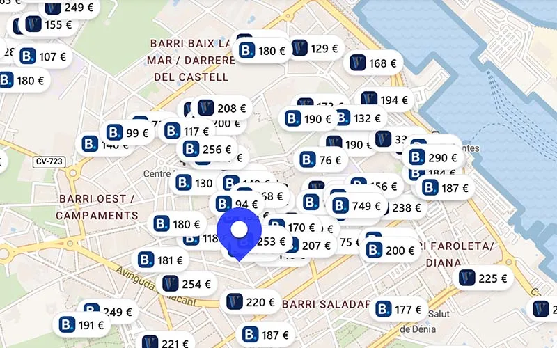 Hoteles chollo en el mapa