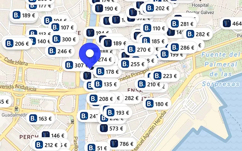 Hoteles chollo en el mapa