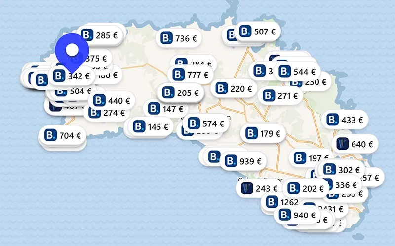 Hoteles chollo en el mapa