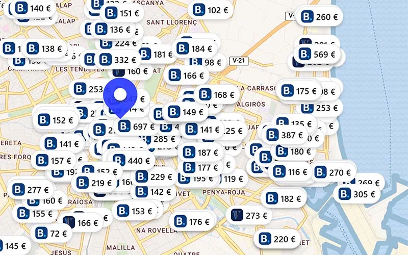 Hoteles chollo en el mapa